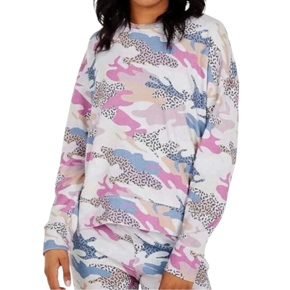 Sundry x Anthropologie Camouflage Leopard Long Sleeve Sweatshirt Size L NWT